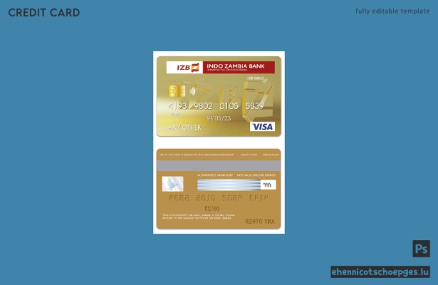 Beispielvorschau der IZB Bank Visa Goldkarte aus Sambia